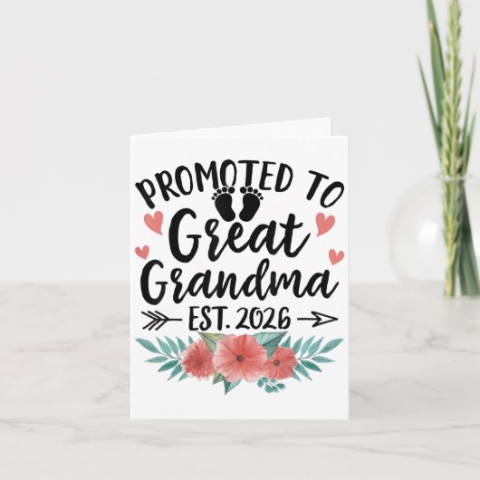 Promoted To Great Grandma Est 2026 First Time New Karte (Vorderseite)