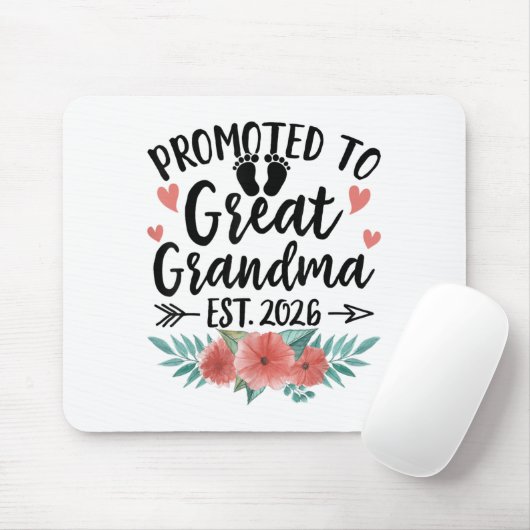 Promoted To Great Grandma Est 2026 First Time New Mousepad (Mit Mouse)