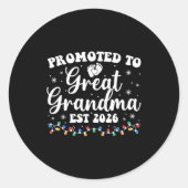Promoted To Great Grandma Est 2026 First Time New Runder Aufkleber (Vorderseite)