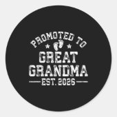 Promoted To Great Grandma Est 2026 First Time New Runder Aufkleber (Vorderseite)