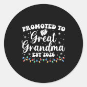 Promoted To Great Grandma Est 2026 First Time New Runder Aufkleber (Vorderseite)