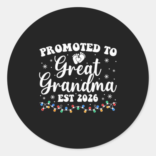 Promoted To Great Grandma Est 2026 First Time New Runder Aufkleber (Vorderseite)
