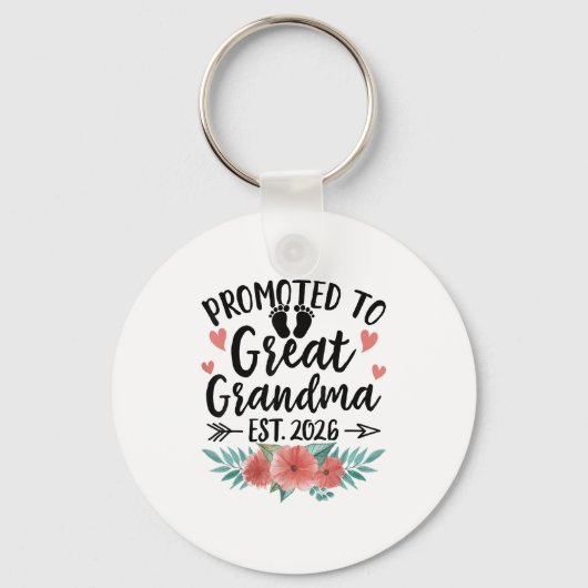 Promoted To Great Grandma Est 2026 First Time New  Schlüsselanhänger (Vorderseite)