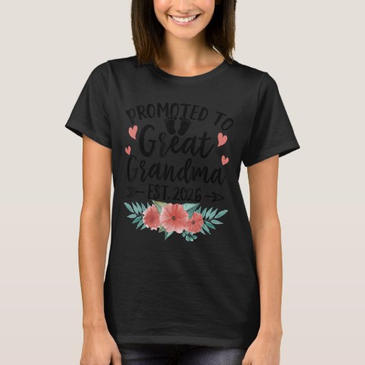 Promoted To Great Grandma Est 2026 First Time New  T-Shirt (Vorderseite)