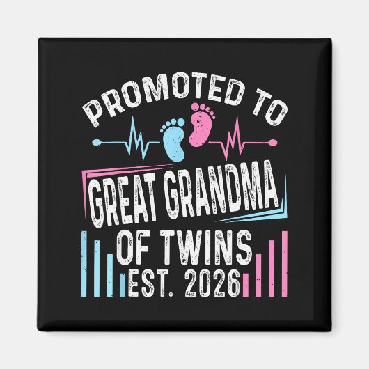 Promoted To Great Grandma Of Twins Est 2026 Baby S Magnet (Vorne)