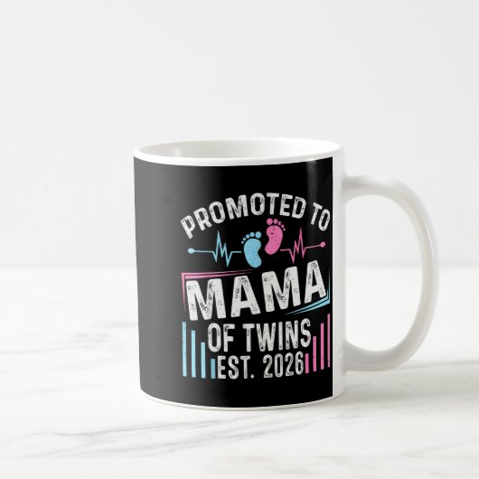 Promoted To Mama Of Twins Est 2026 Baby Shower Vin Kaffeetasse (Rechts)