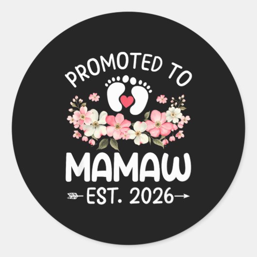 Promoted To Mamaw 2026 First Time Floral New Mamaw Runder Aufkleber (Vorderseite)