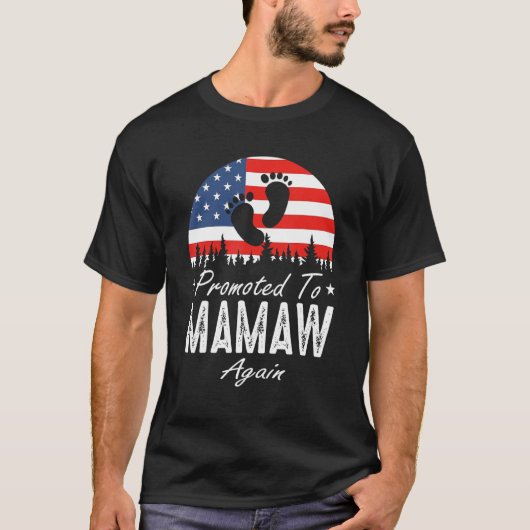 Promoted To Mamaw Again 2024 US Flag Father's Day T-Shirt (Vorderseite)