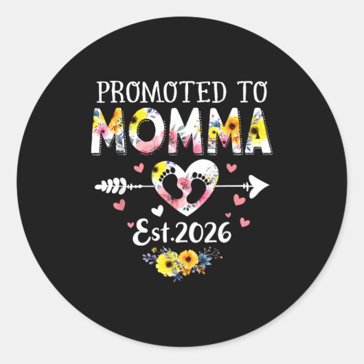 Promoted To Momma 2026 First Time New Grandma Preg Runder Aufkleber (Vorderseite)