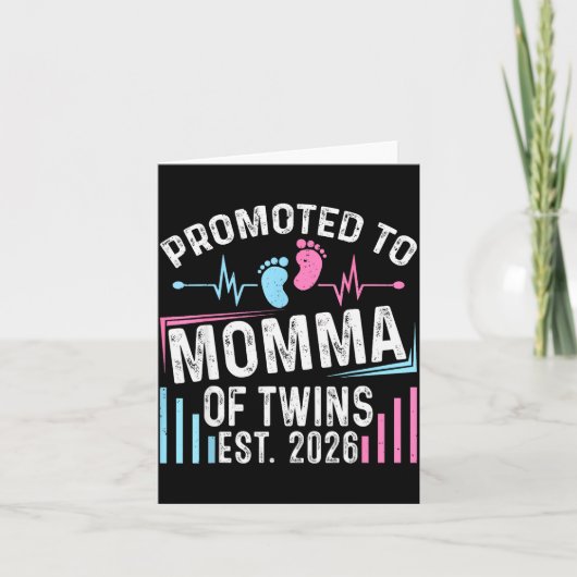 Promoted To Momma Of Twins Est 2026 Baby Shower Vi Karte (Vorderseite)