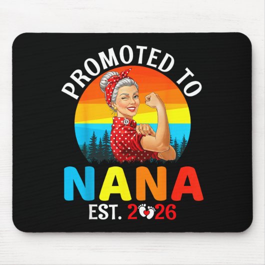Promoted To Nana Est 2026 Strong Grandma Wer Retro Mousepad (Vorne)