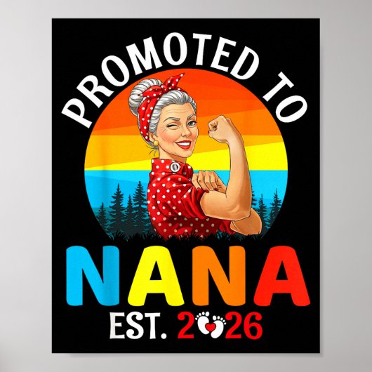 Promoted To Nana Est 2026 Strong Grandma Wer Retro Poster (Vorne)