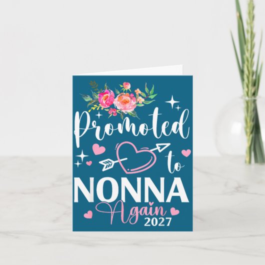 Promoted To Nonna Again Est 2027 Flower Heart  Karte (Vorderseite)