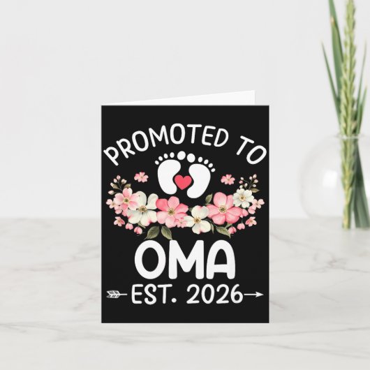 Promoted To Oma 2026 First Time Floral New Oma  Karte (Vorderseite)