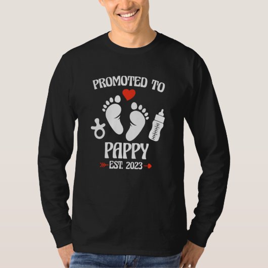 Promoted To Pappy 2023 First Time New Grandpa Preg T-Shirt (Vorderseite)