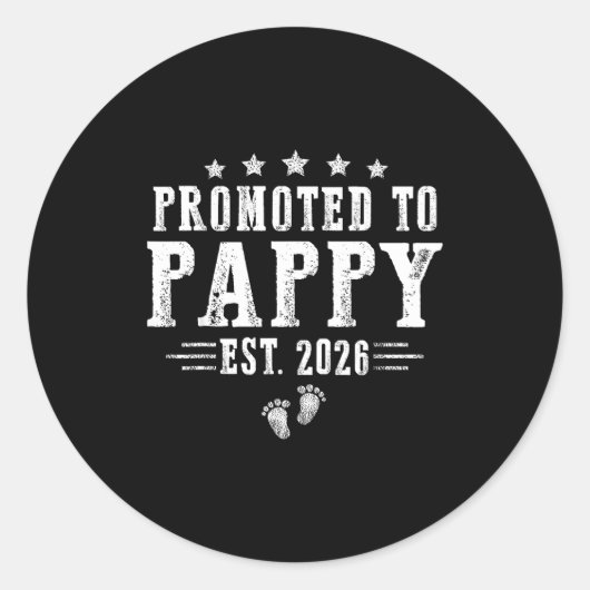 Promoted To Pappy Est.2026 Father's Day First Time Runder Aufkleber (Vorderseite)