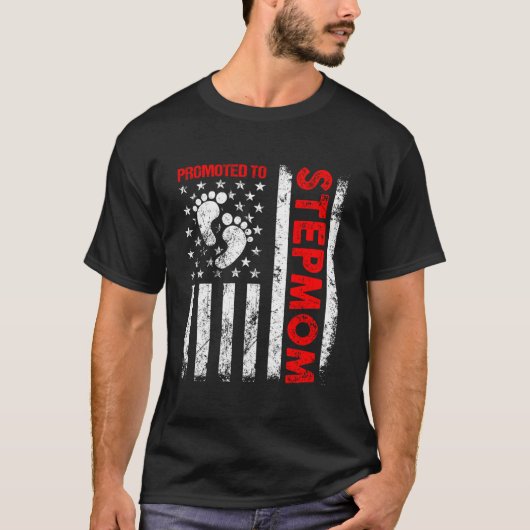 Promoted To Stepmom Usa Flag Mother'S Day First Ti T-Shirt (Vorderseite)