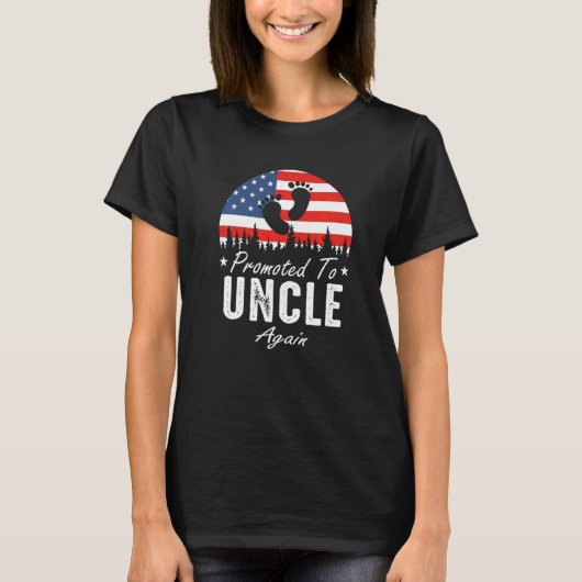 Promoted To Uncle Again 2024 US Flag Father's Day  T-Shirt (Vorderseite)