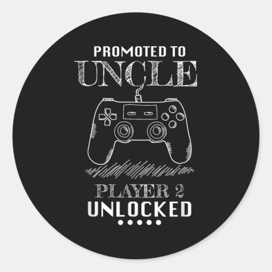 Promoted To Uncle Player 2 Unlock Shirt New Uncle Runder Aufkleber (Vorderseite)