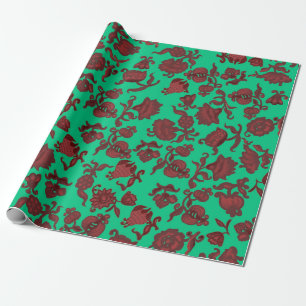 Promotion Blumen Boho Chic Floral Boho Grün Geschenkpapier