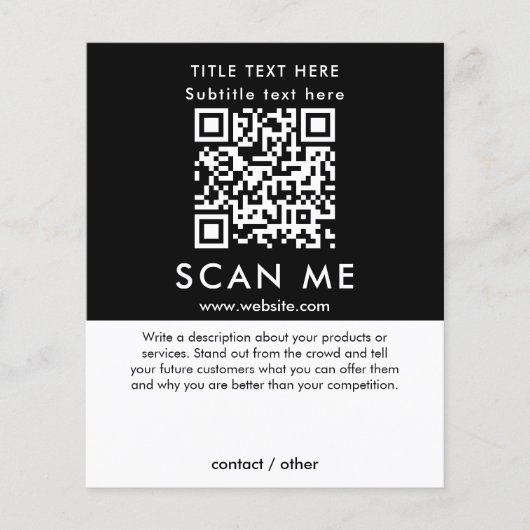Promotion Scan Me QR Code Black & White Business Flyer (Vorne)