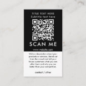 Promotion Scan Me QR Code Schwarzweiß Visitenkarte (Vorderseite)