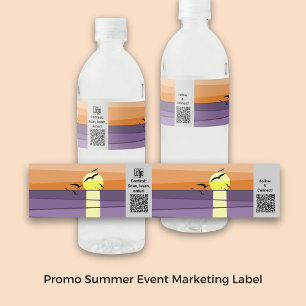 Promotion Summer Event Marketing Logo CTA QR Socia Wasserflaschenetikett