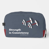 Promotional Gym Motto Strength in Consistency Grey Waschbeutel (Vorderseite)