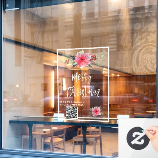 *~* Promotional Poinsettia AP20 Weihnachten Fensteraufkleber (Café-Fenster)