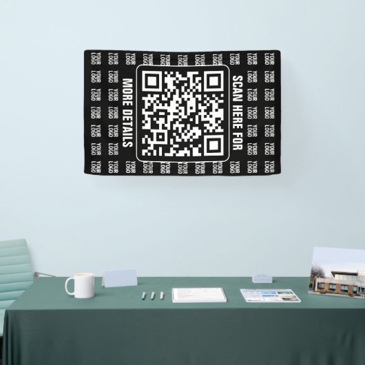 Promotional QR code (editable) plus Logo Pattern Banner (Messe)
