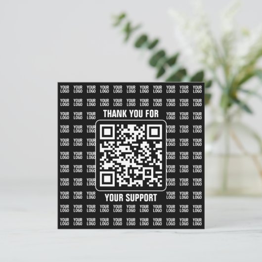 Promotional QR code (editable) plus Logo Pattern Dankeskarte (Stehend Vorderseite)