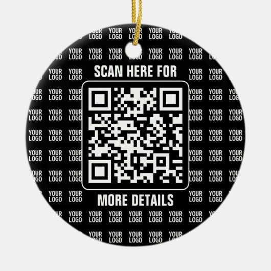 Promotional QR code (editable) plus Logo Pattern Keramik Ornament (Vorne)