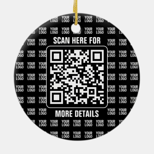 Promotional QR code (editable) plus Logo Pattern Keramik Ornament (Hinten)