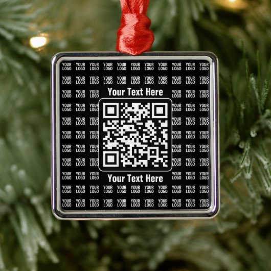 Promotional QR code (editable) plus Logo Pattern Ornament Aus Metall (Baum)