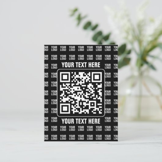 Promotional QR code (editable) plus Logo Pattern Postkarte (Stehend Vorderseite)