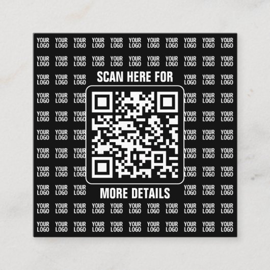 Promotional QR code (editable) plus Logo Pattern Quadratische Visitenkarte (Vorderseite)