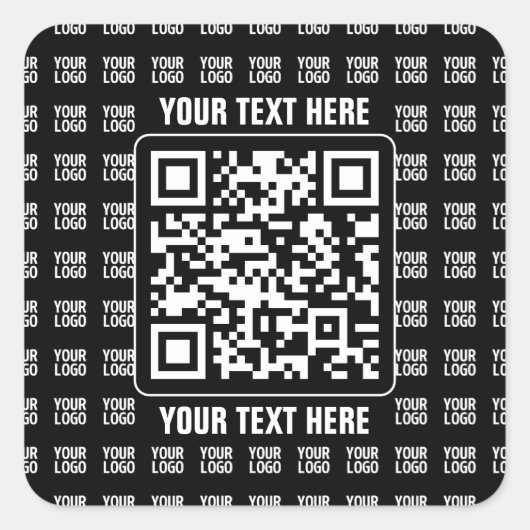 Promotional QR code (editable) plus Logo Pattern Quadratischer Aufkleber (Vorderseite)