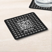 Promotional QR code (editable) plus Logo Pattern Rechteckiger Pappuntersetzer (angewinkelt)