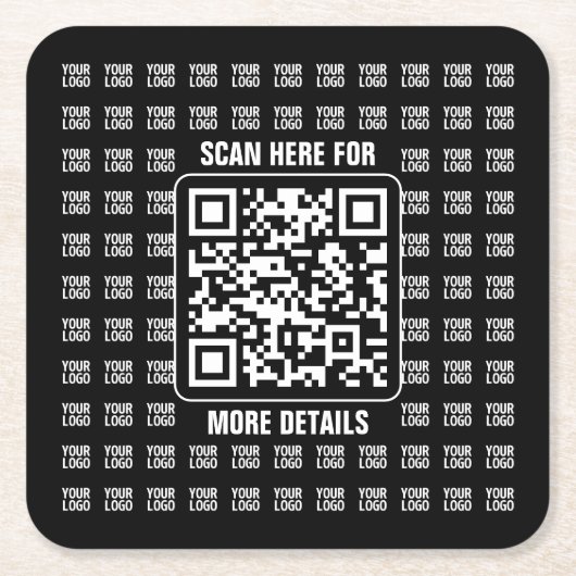 Promotional QR code (editable) plus Logo Pattern Rechteckiger Pappuntersetzer (Vorderseite)