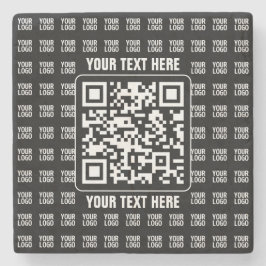 Promotional QR code (editable) plus Logo Pattern Steinuntersetzer