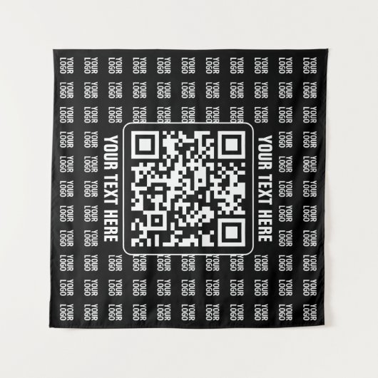 Promotional QR code (editable) plus Logo Pattern Wandteppich (Vorderseite (Horizontal))