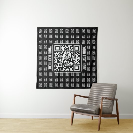 Promotional QR code (editable) plus Logo Pattern Wandteppich (Beispiel (Horizontal))
