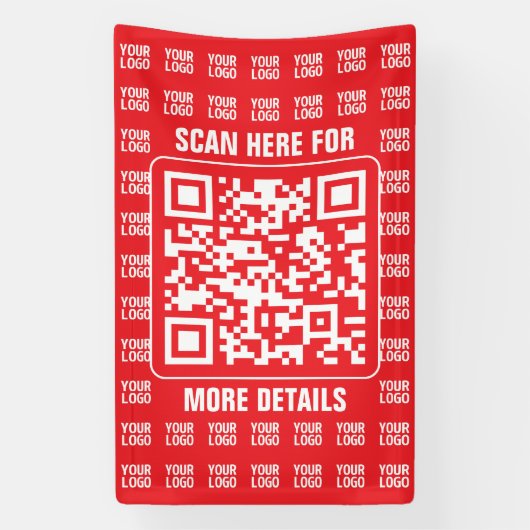 Promotionaler QR-Code (editierbar) mit Logo-Muster Banner (Vertikal)