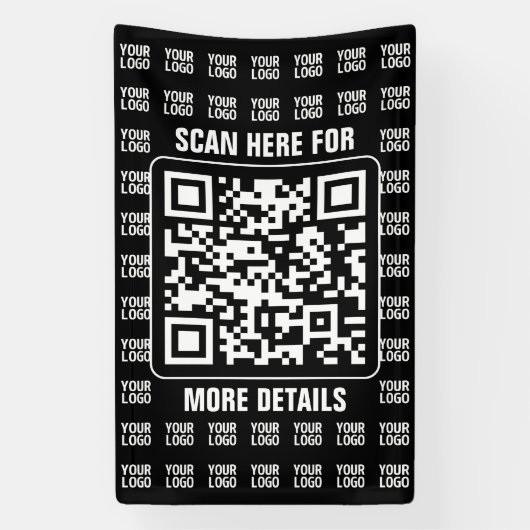 Promotionaler QR-Code (editierbar) mit Logo-Muster Banner (Vertikal)