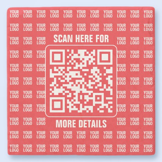 Promotionaler QR-Code (editierbar) mit Logo-Muster Steinuntersetzer