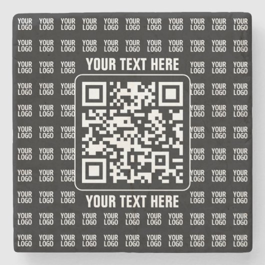 Promotionaler QR-Code (editierbar) plus Logo-Muste Steinuntersetzer (Vorderseite)