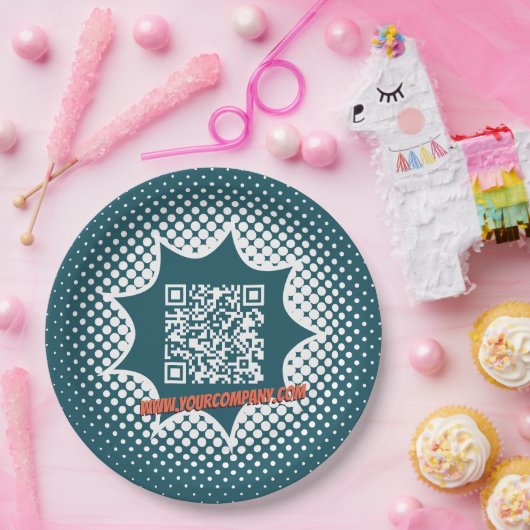 Promotionservice für Blue QR-Code-Reinigung Pappteller (Party)