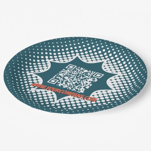 Promotionservice für Blue QR-Code-Reinigung Pappteller (Schrägansicht)