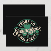 Prone to Shenanigans & Malarkey St Patrick's Day Einladung (Vorne/Hinten)