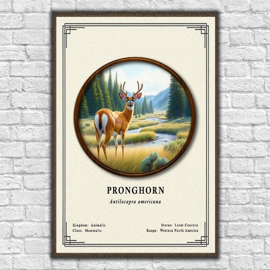 Pronghorn (American Antelope) Zoology Series Poster
